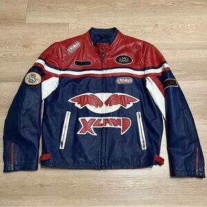 Vintage XLand Arizona Racing Leather Jacket Moto Patchwork